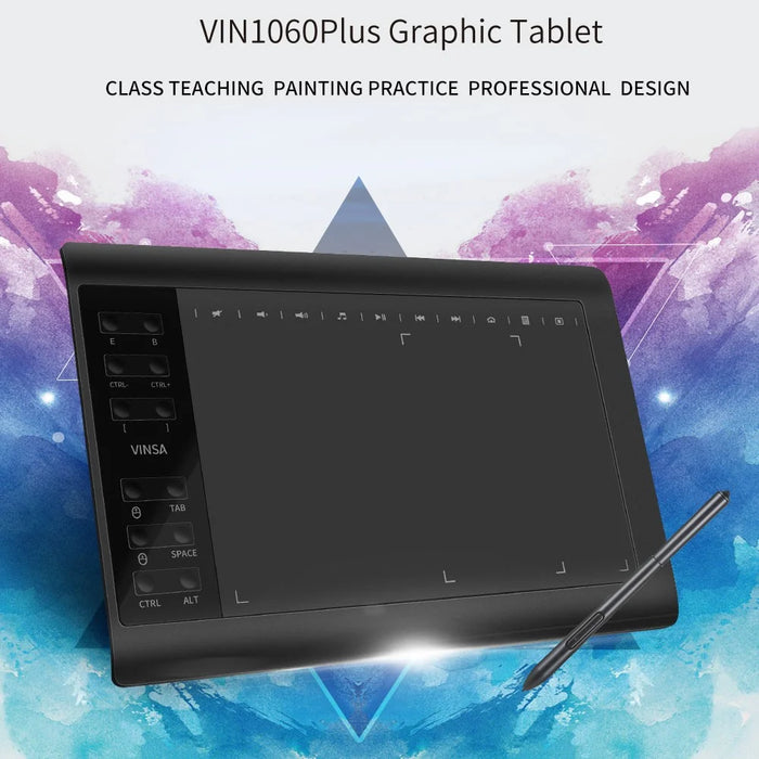 VINSA Digital Tablet Electronic Drawing Plate Hand Drawing Board with Charging Free Pressure Sensitive Pen for Mobile Phone Computer Laptop - 2