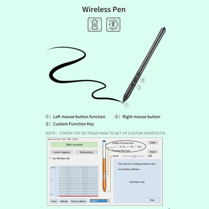 VINSA Digital Tablet Electronic Drawing Plate Hand Drawing Board with Charging Free Pressure Sensitive Pen for Mobile Phone Computer Laptop - 4