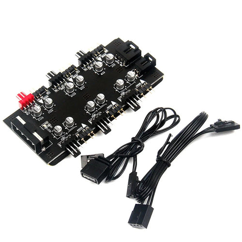 Computer Motherboard IDE 1 to 6 PWM/ARGB Hub 4-Pin Fan Adapter 5V 3-Pin RGB Converter - 1