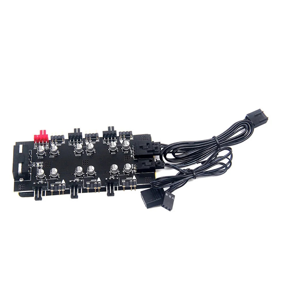 Computer Motherboard IDE 1 to 6 PWM/ARGB Hub 4-Pin Fan Adapter 5V 3-Pin RGB Converter - 4