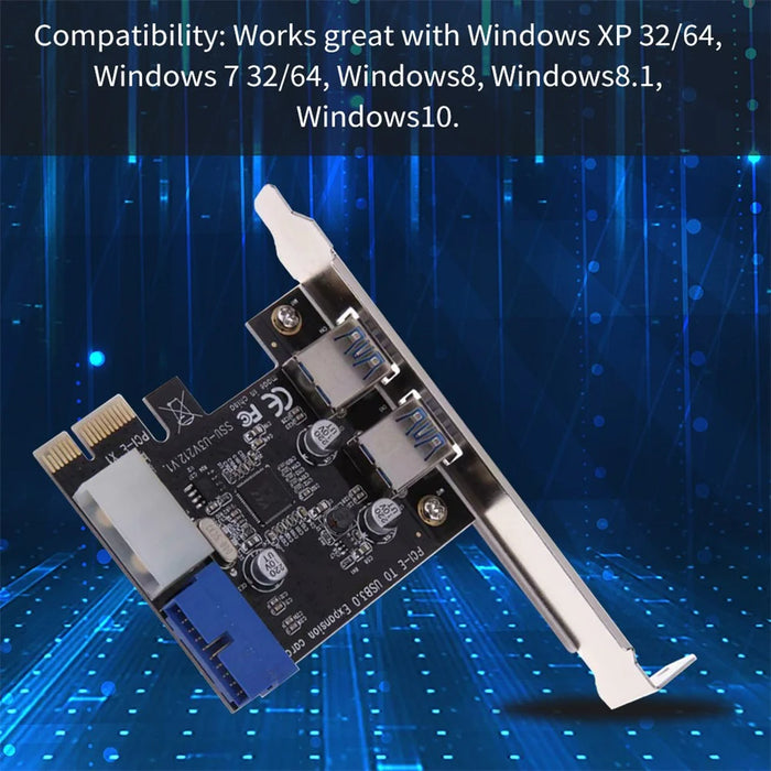 USB 3.0 PCI-E Expansion Card 2 Port USB3.0 Hub Internal 20-pin USB 3 to PCIE PCI Express Adapter Card - 2