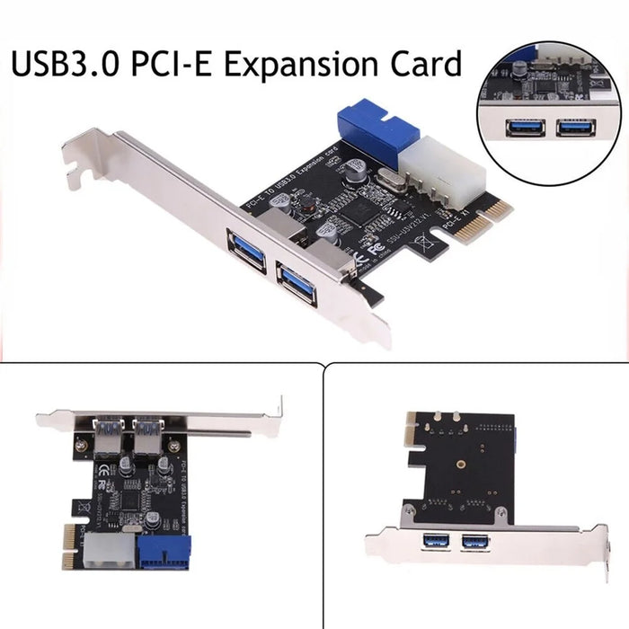 USB 3.0 PCI-E Expansion Card 2 Port USB3.0 Hub Internal 20-pin USB 3 to PCIE PCI Express Adapter Card - 3