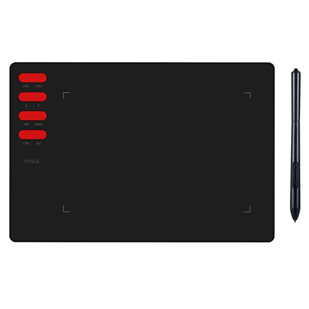 VINSA T505 Hand Drawing Board Digital Tablet with Shortcut Keys + Pressure Sensitive Pen Spare Refills OTG Adapter Set for Mobile Phone Computer Laptop - 1