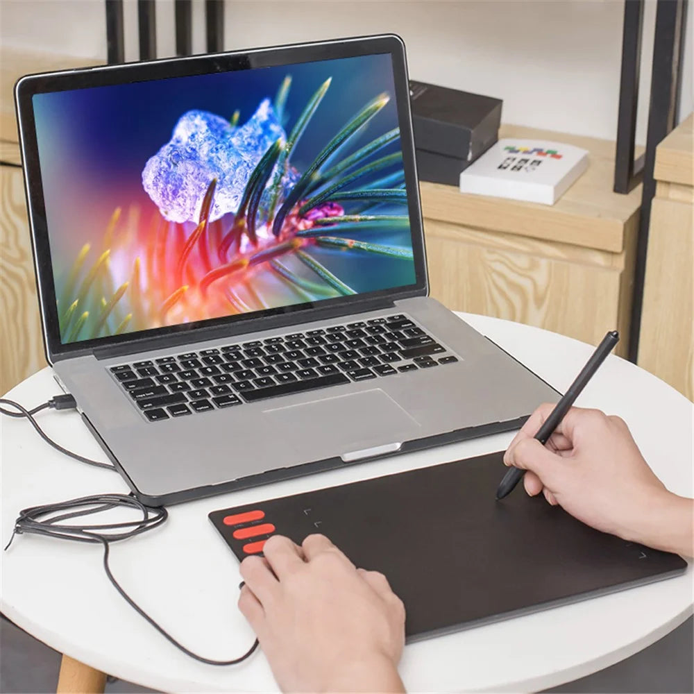 VINSA T505 Hand Drawing Board Digital Tablet with Shortcut Keys + Pressure Sensitive Pen Spare Refills OTG Adapter Set for Mobile Phone Computer Laptop - 3