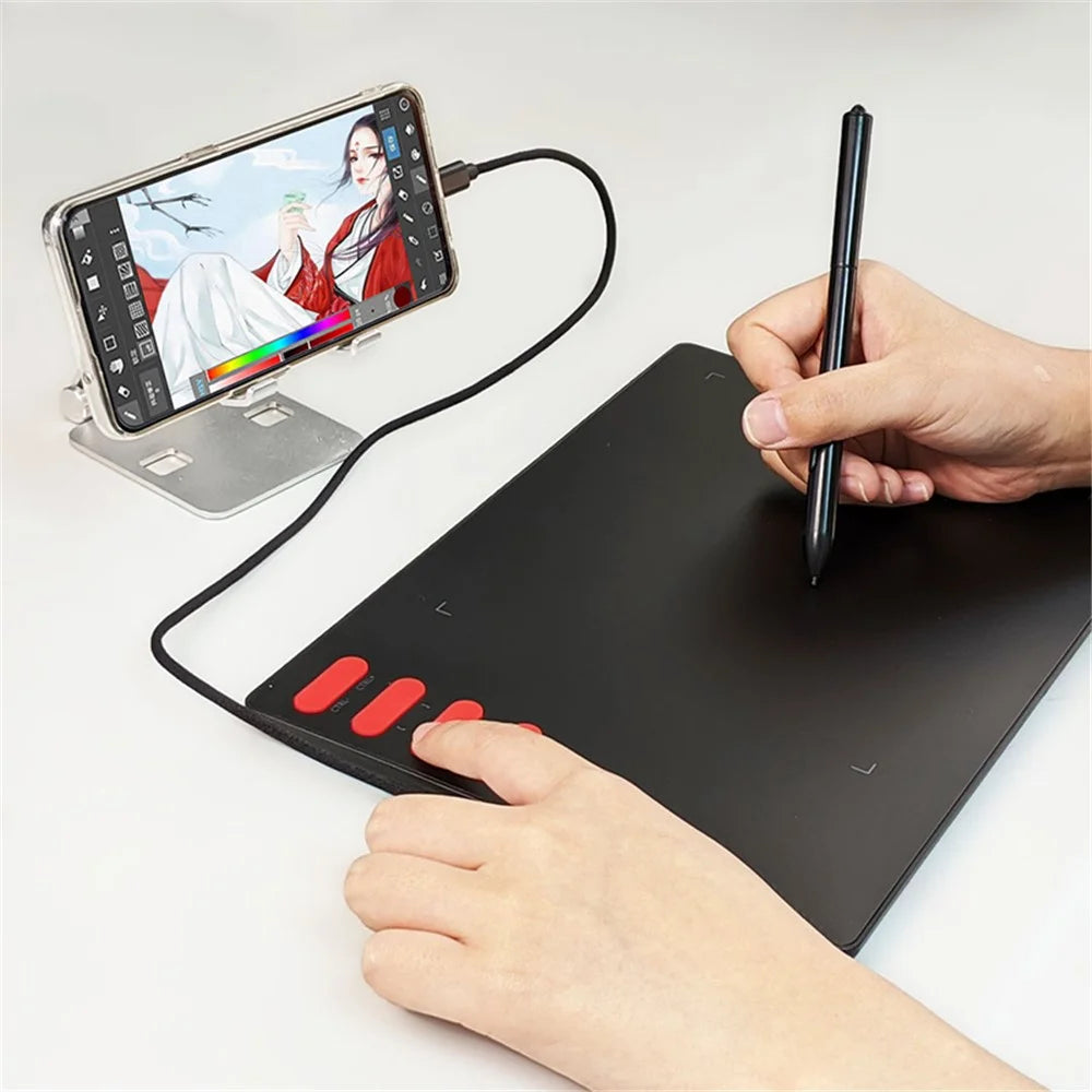 VINSA T505 Hand Drawing Board Digital Tablet with Shortcut Keys + Pressure Sensitive Pen Spare Refills OTG Adapter Set for Mobile Phone Computer Laptop - 7