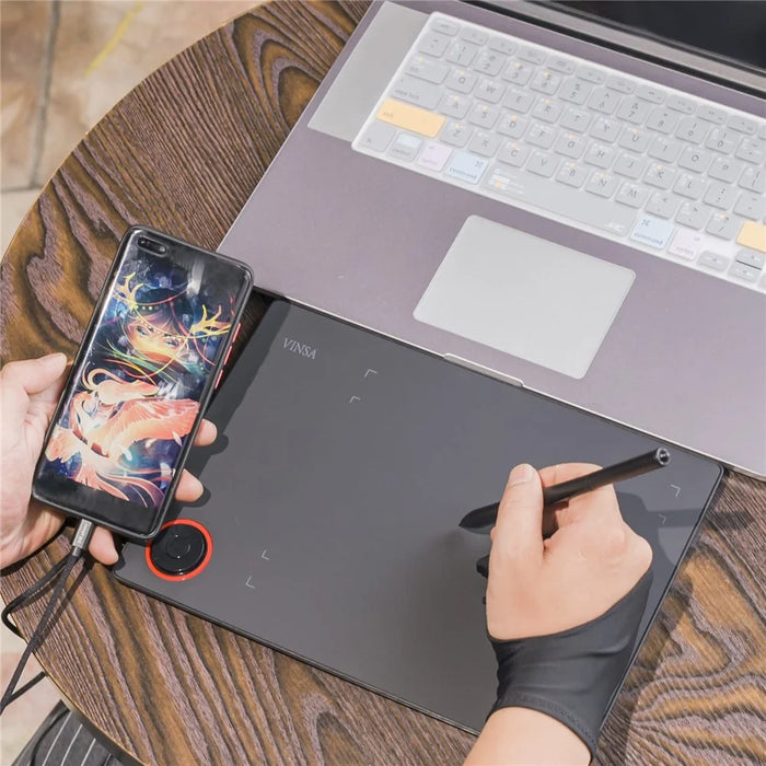 VINSA T608 Digital Drawing Plate Hand Drawing Board Graphics Tablet with 8192 Levels Pressure Sensitive Pen OTG Adapter and Cable - 4