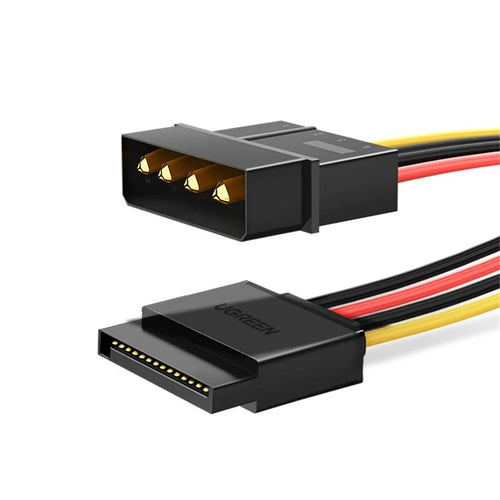 UGREEN 50720 0.2m SATA 15-Pin Female to IDE Large 4-Pin Molex Adapter Cable Hard Drive Power Cord - 1