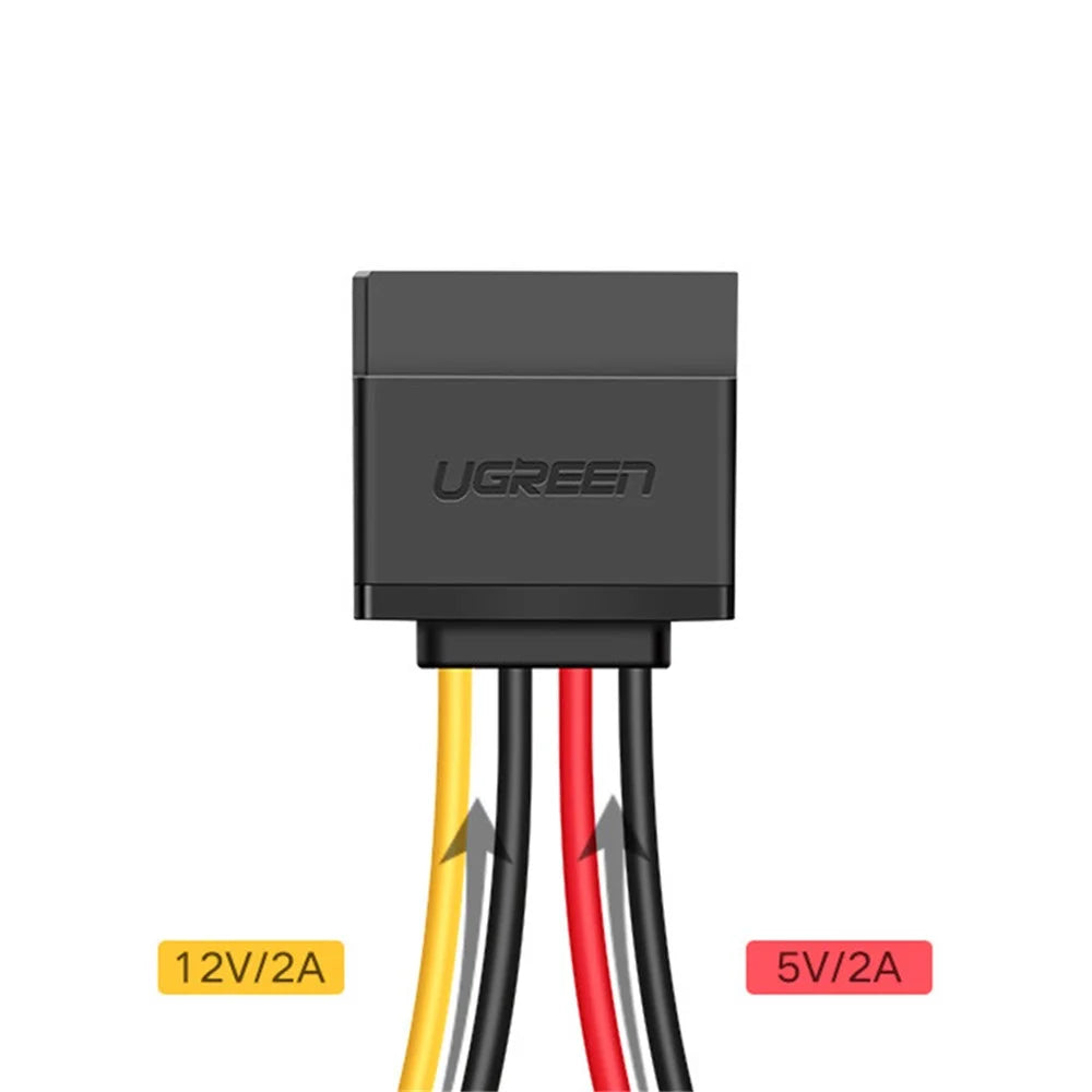 UGREEN 50720 0.2m SATA 15-Pin Female to IDE Large 4-Pin Molex Adapter Cable Hard Drive Power Cord - 3