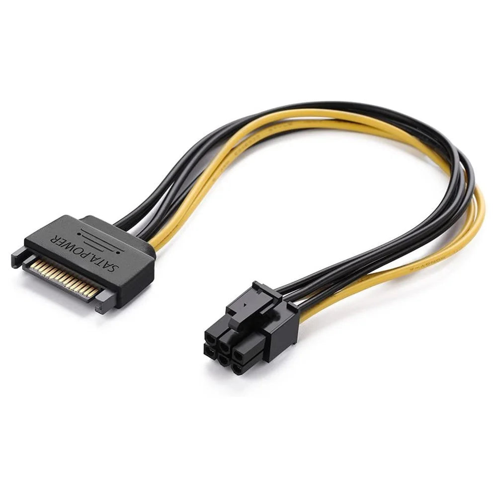 UGREEN 50943 0.2m SATA Power Cable SATA 15-pin to 6-pin PCI Express Graphics Card Power Cable Supports ATI/Nvidia Graphics Cards - 1