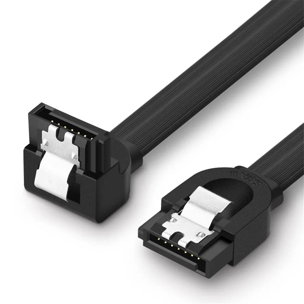 UGREEN 30797 0.5m SATA III Cable Straight to 90-Degree Right Angle 6Gbps SATA 3.0 Cord with Locking Latch for HDD/SSD/CD and DVD Drives - 1