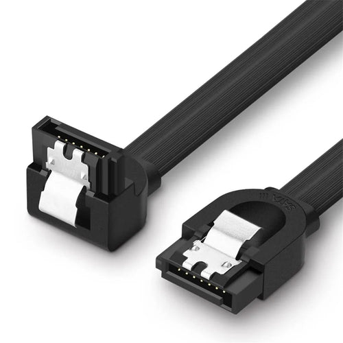 UGREEN 30797 0.5m SATA III Cable Straight to 90-Degree Right Angle 6Gbps SATA 3.0 Cord with Locking Latch for HDD/SSD/CD and DVD Drives - 1