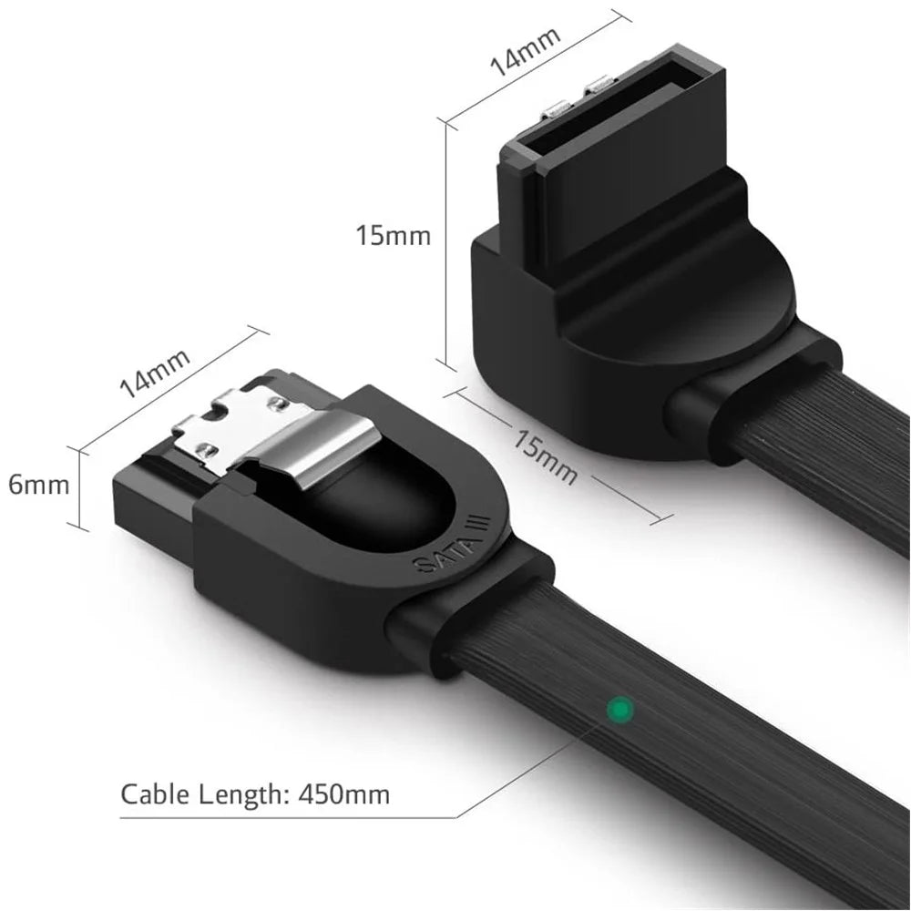 UGREEN 30797 0.5m SATA III Cable Straight to 90-Degree Right Angle 6Gbps SATA 3.0 Cord with Locking Latch for HDD/SSD/CD and DVD Drives - 7