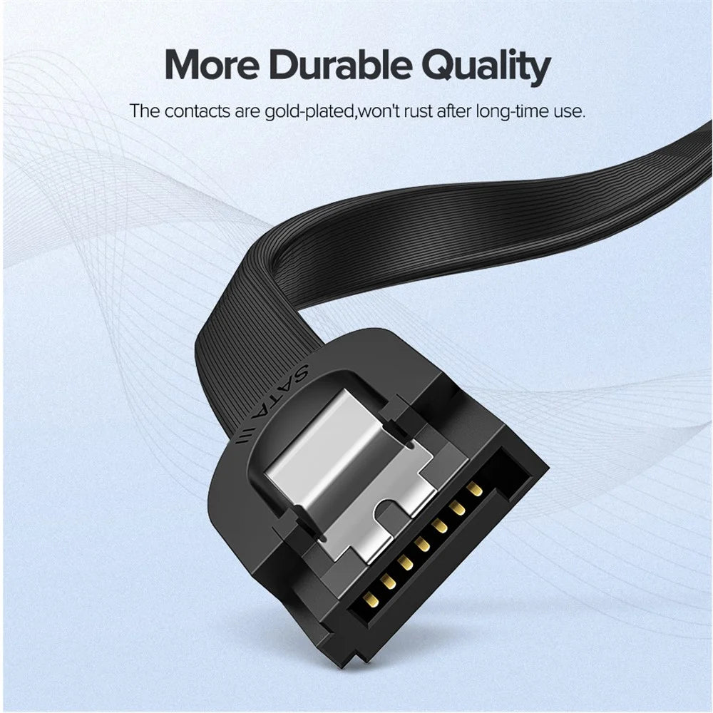 UGREEN 70418 0.25m SATA III Cable 90-Degree Plug Tangle-free 6Gbps Data Wire Cord SATA 3.0 with Locking Latch for HDD/SSD/CD/DVD Drives - 3