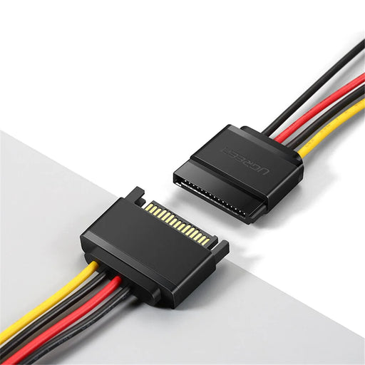 UGREEN 50719 SATA Power Y Splitter Cable 15-Pin Male to 2 Female Extension Cable Hard Disk Optical Drive Power Cable Serial Data Transfer Cord - 2