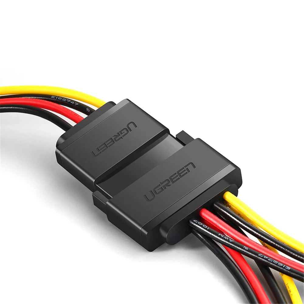UGREEN 50719 SATA Power Y Splitter Cable 15-Pin Male to 2 Female Extension Cable Hard Disk Optical Drive Power Cable Serial Data Transfer Cord - 3