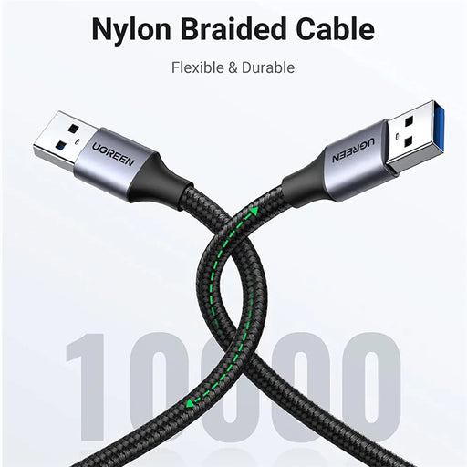 UGREEN 80790 USB 3.0 A to A Cable 1m USB 3.0 to USB 3.0 Cable Male to Male Cable Nylon Braided Cord Compatible for Hard Drive Enclosures DVD Player Laptop - 2
