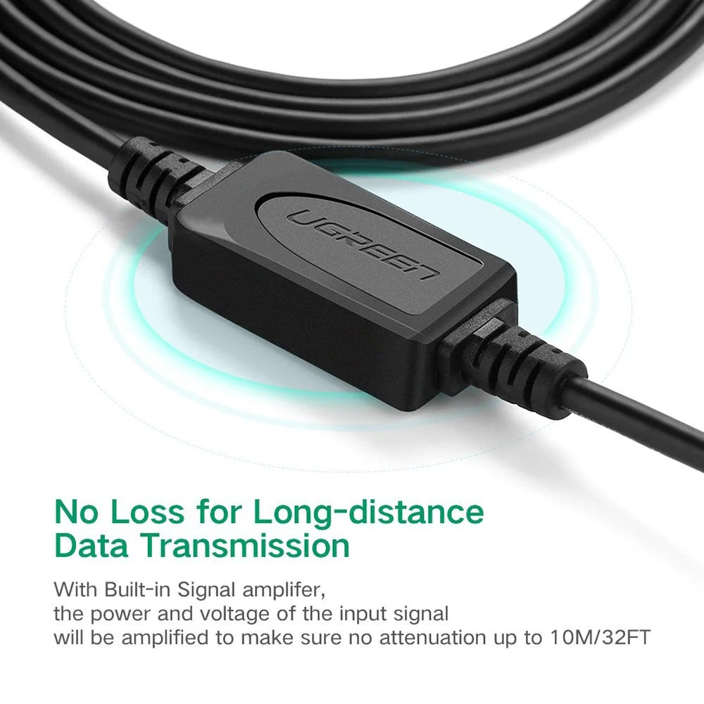 UGREEN 10374 10m USB Printer Cable with Amplifier Extender USB2.0 Male to USB B Male Printer Cord Support 480 Mbps Data Transfer Compatible with Mac/HP/Canon/Dell/Xerox/Samsung - 4