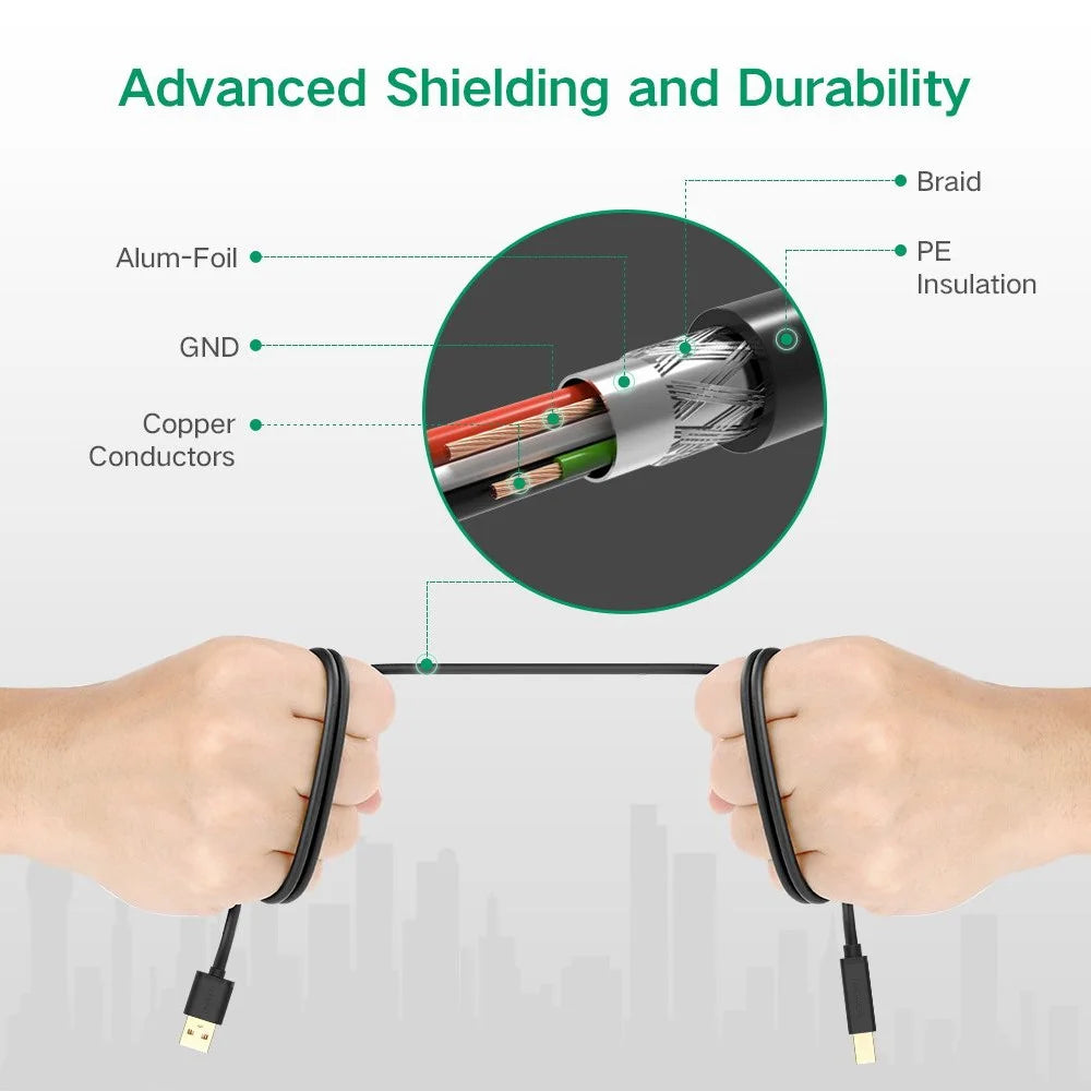 UGREEN 10374 10m USB Printer Cable with Amplifier Extender USB2.0 Male to USB B Male Printer Cord Support 480 Mbps Data Transfer Compatible with Mac/HP/Canon/Dell/Xerox/Samsung - 6