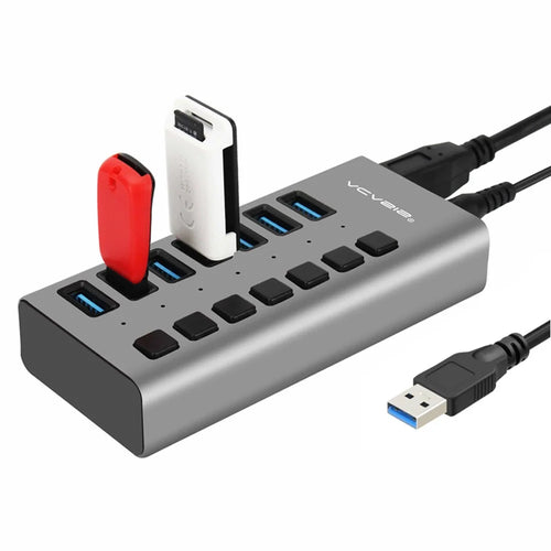 ACASIS HS-707MG 7 Ports USB3.0 5Gbps High Speed Transmission Charging Dock USB Hub Splitter with Independent Switch - US Plug - 1