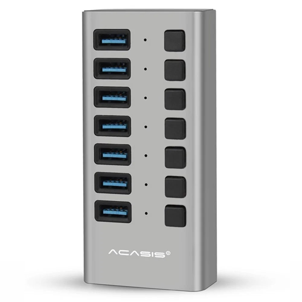 ACASIS HS-707MG 7 Ports USB3.0 5Gbps High Speed Transmission Charging Dock USB Hub Splitter with Independent Switch - US Plug - 2