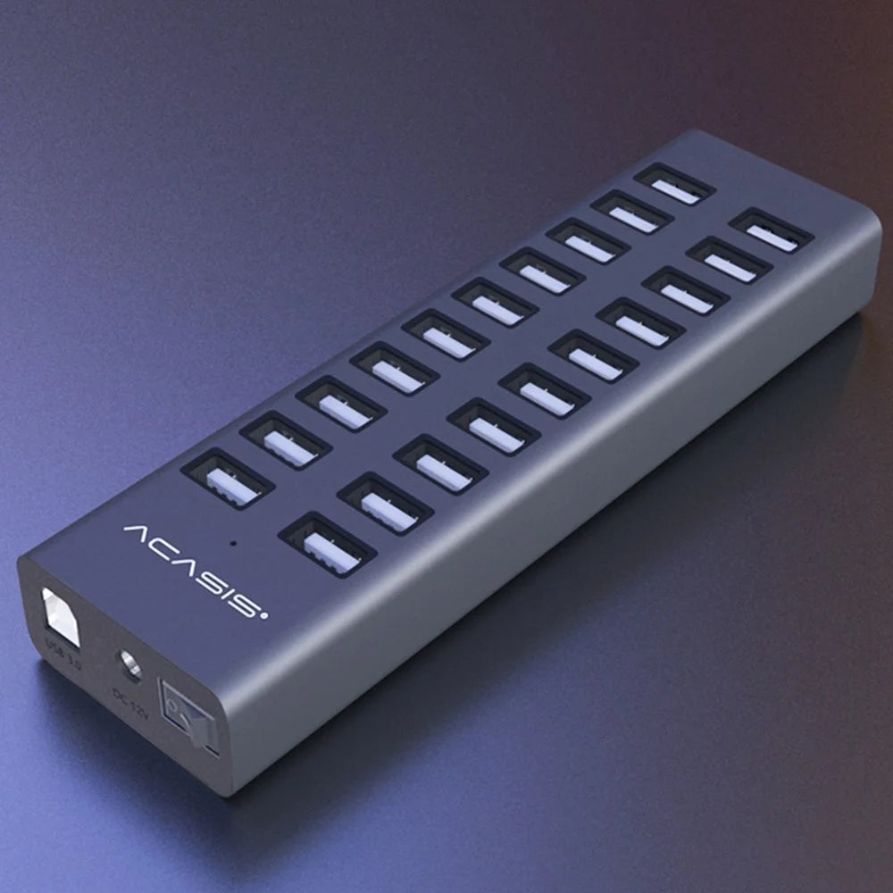 ACASIS H037 USB2.0 Hub Multi-Function Extended 20-Port Hub Adapter with Power Supply Port - US Plug - 4