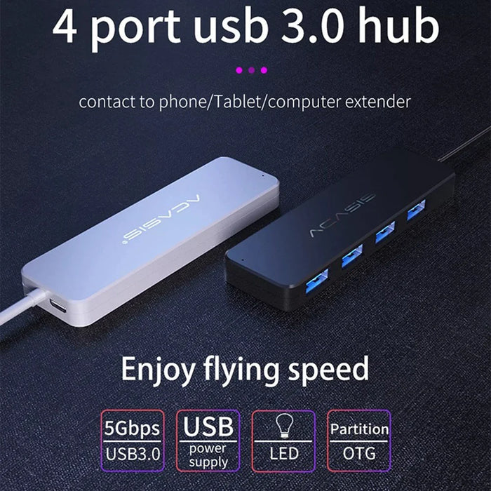 ACASIS AB3-L42 0.2m Cable 4 Ports USB3.0 Splitter Computer Laptop 5Gbps High Speed Transmission USB Hub - 3