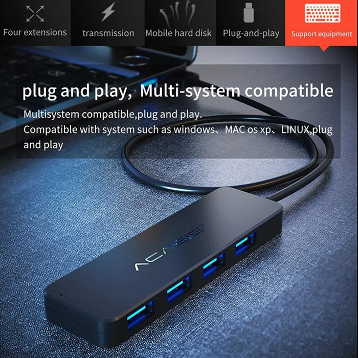 ACASIS AB3-L42 0.2m Cable 4 Ports USB3.0 Splitter Computer Laptop 5Gbps High Speed Transmission USB Hub - 7
