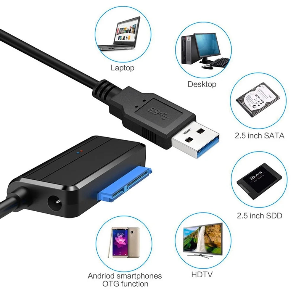 U3-027-RI 0.3m USB 3.0 to Angled SATA 22 Pin Adapter Cable for 2.5" 3.5" Hard Disk Drive SSD for Desktop Laptop (No Power Supply) - 4