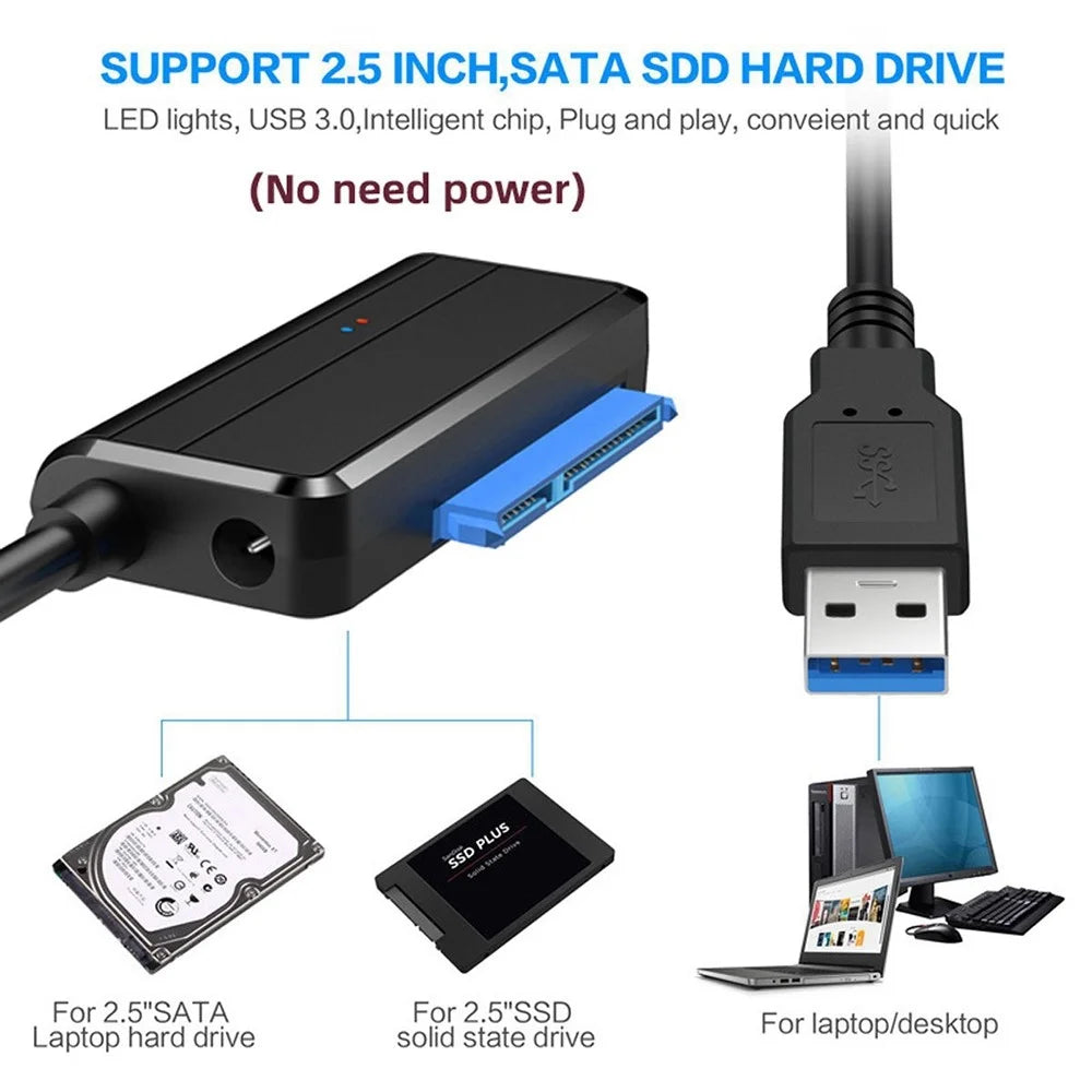 U3-027-RI 0.3m USB 3.0 to Angled SATA 22 Pin Adapter Cable for 2.5" 3.5" Hard Disk Drive SSD for Desktop Laptop (No Power Supply) - 5