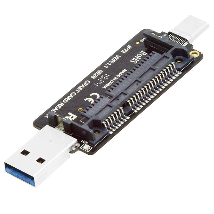 U3-039 USB3.0+USB-C to CFast 2.0 Card Adapter PCBA CFast Card Reader for Desktop Laptop Data Transfer Converter Support 10Gbps High Speed - 1