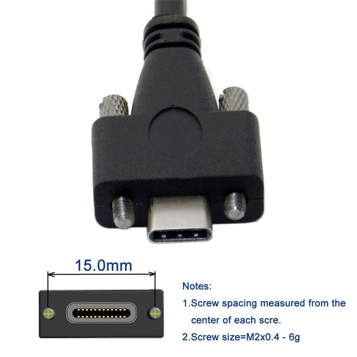 UC-046-3M USB 3.1 Type-C Panel Mount Dual Screw Locking 3m USB-C 10Gbps Data Cable (M2 Screw) - 6