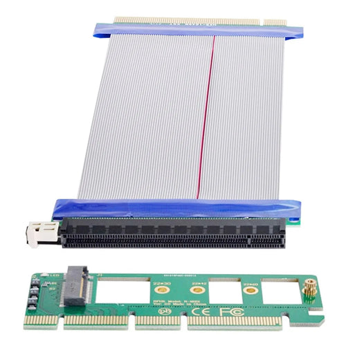 EP-075+SA-001 NGFF M-key NVME AHCI SSD to PCI-E 3.0 X16 Vertical Adapter with PCI-E 16X Extension Cable - 1