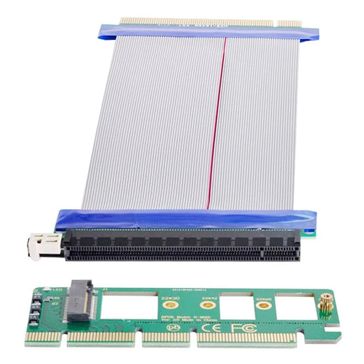 EP-075+SA-001 NGFF M-key NVME AHCI SSD to PCI-E 3.0 X16 Vertical Adapter with PCI-E 16X Extension Cable - 1