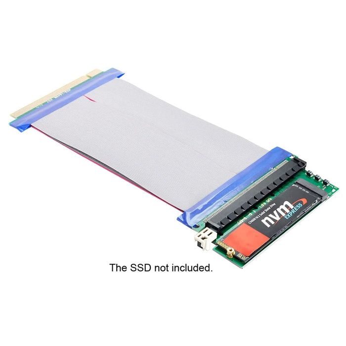 EP-075+SA-001 NGFF M-key NVME AHCI SSD to PCI-E 3.0 X16 Vertical Adapter with PCI-E 16X Extension Cable - 2