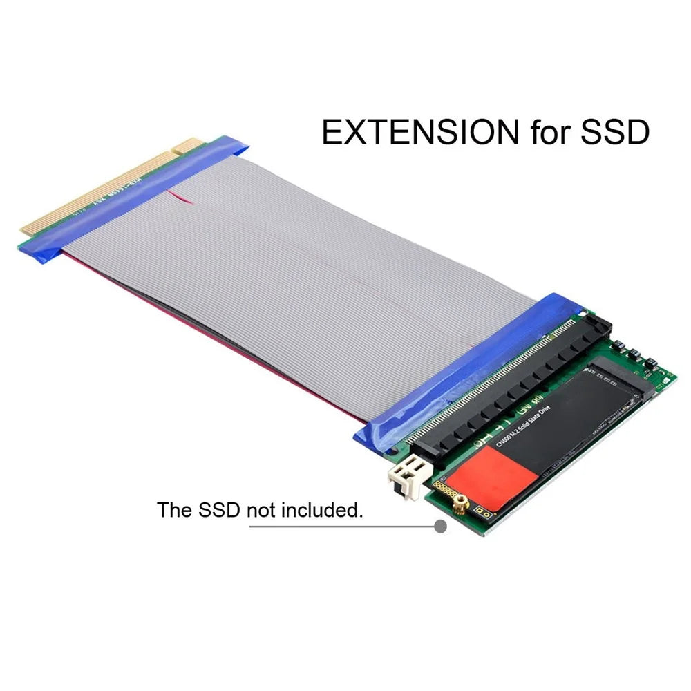 EP-075+SA-001 NGFF M-key NVME AHCI SSD to PCI-E 3.0 X16 Vertical Adapter with PCI-E 16X Extension Cable - 4