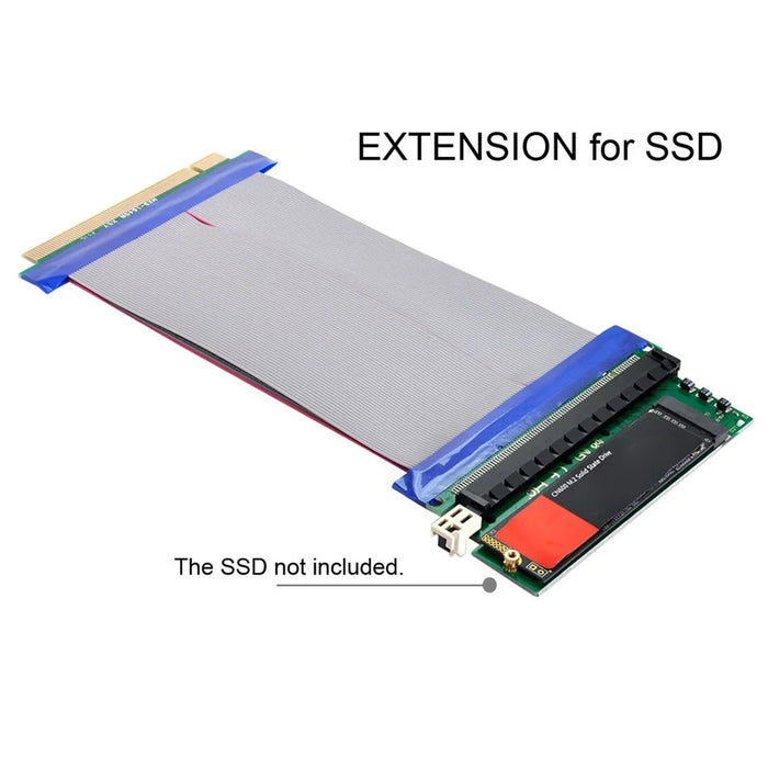 EP-075+SA-001 NGFF M-key NVME AHCI SSD to PCI-E 3.0 X16 Vertical Adapter with PCI-E 16X Extension Cable - 4