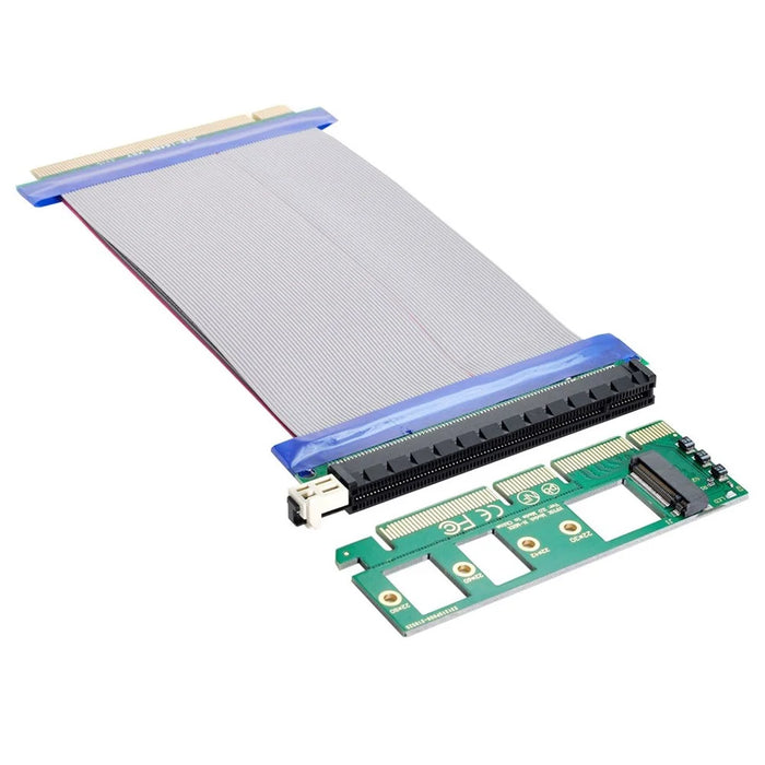 EP-075+SA-001 NGFF M-key NVME AHCI SSD to PCI-E 3.0 X16 Vertical Adapter with PCI-E 16X Extension Cable - 7