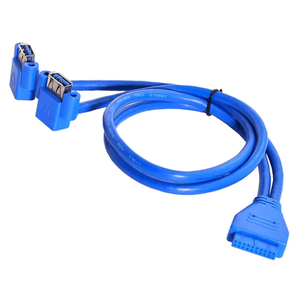 U3-063 0.5m USB to 20Pin Cable Dual Elbow USB 3.0 Female to Motherboard 20Pin Box Header Slot Panel Mount Data Cable - 2