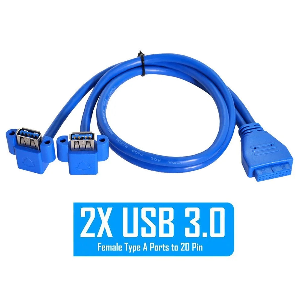 U3-063 0.5m USB to 20Pin Cable Dual Elbow USB 3.0 Female to Motherboard 20Pin Box Header Slot Panel Mount Data Cable - 4