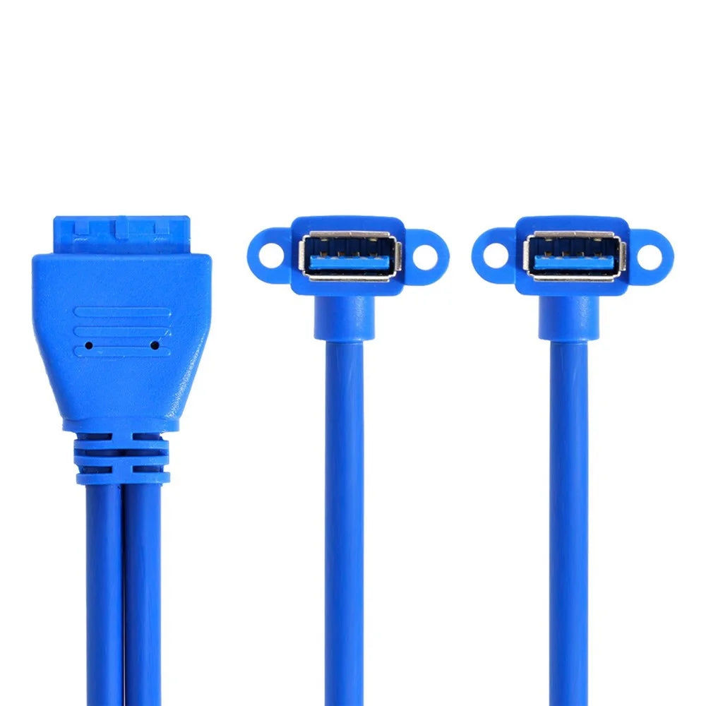 U3-063 0.5m USB to 20Pin Cable Dual Elbow USB 3.0 Female to Motherboard 20Pin Box Header Slot Panel Mount Data Cable - 6
