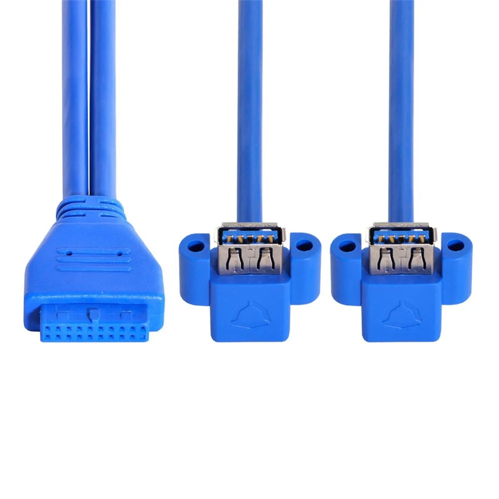 U3-063 0.5m USB to 20Pin Cable Dual Elbow USB 3.0 Female to Motherboard 20Pin Box Header Slot Panel Mount Data Cable - 7