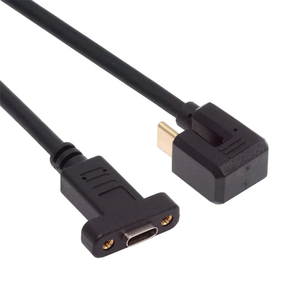 UC-049-OS 0.3m USB-C Cable 180-Degree Elbow Type-C Male to Type-C Female Extension Data Cable Support 10Gbps Transmission - 1