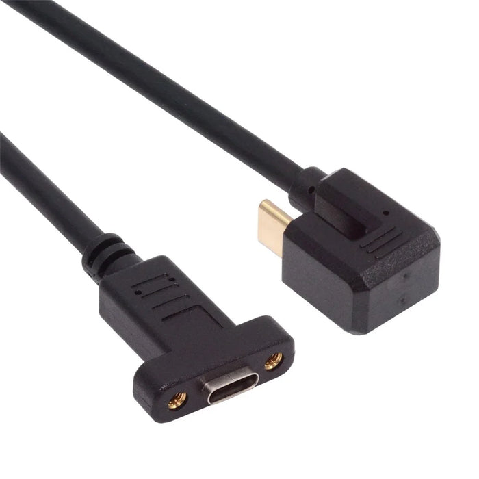 UC-049-OS 0.3m USB-C Cable 180-Degree Elbow Type-C Male to Type-C Female Extension Data Cable Support 10Gbps Transmission - 1