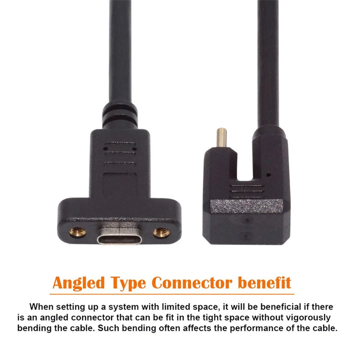 UC-049-OS 0.3m USB-C Cable 180-Degree Elbow Type-C Male to Type-C Female Extension Data Cable Support 10Gbps Transmission - 2