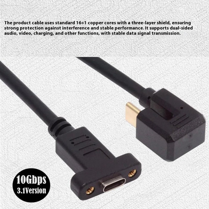 UC-049-OS 0.3m USB-C Cable 180-Degree Elbow Type-C Male to Type-C Female Extension Data Cable Support 10Gbps Transmission - 4
