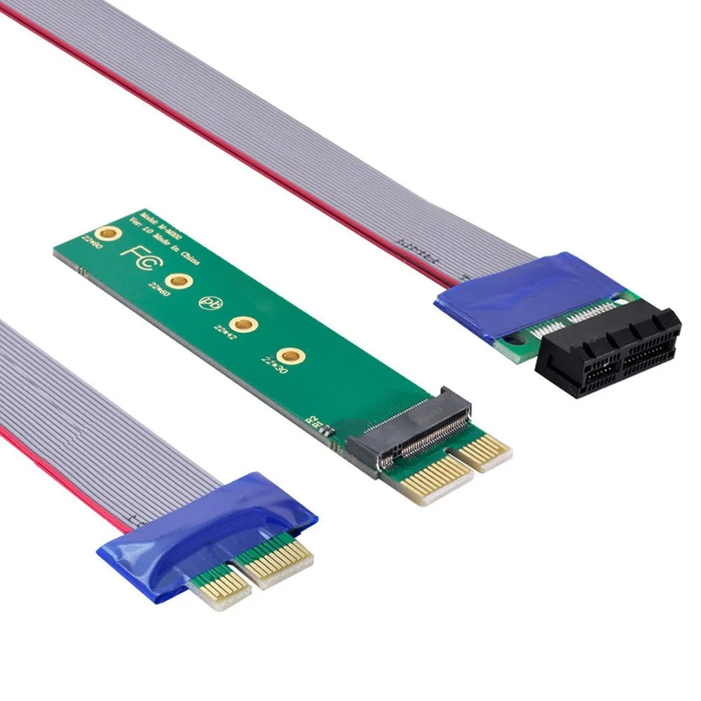 EP-051+SA-002 M2 NGFF M-key NVME AHCI SSD to PCI-E 3.0 X1 Vertical Adapter with Extension Cable - 1