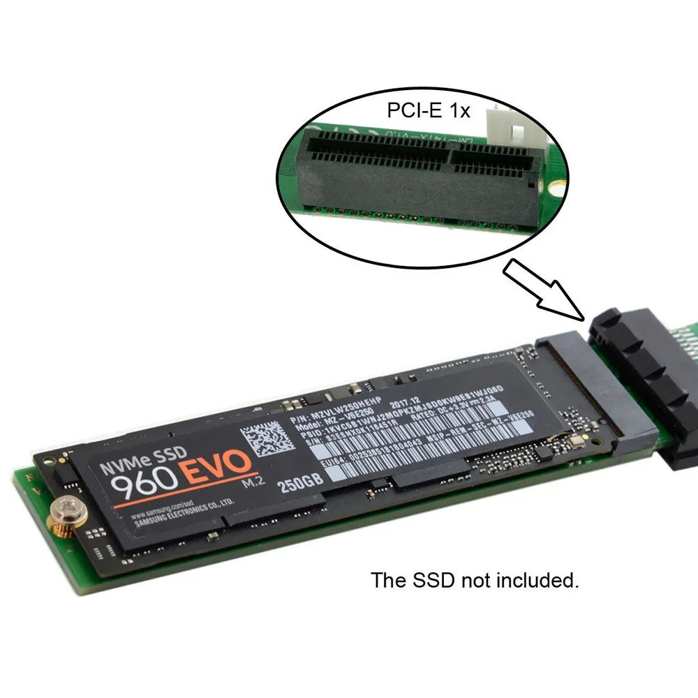EP-051+SA-002 M2 NGFF M-key NVME AHCI SSD to PCI-E 3.0 X1 Vertical Adapter with Extension Cable - 3