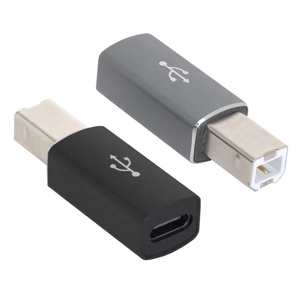 UC-163 2Pcs USB-C Female to USB-B Male Adapters Converter (Grey+Black) - 1