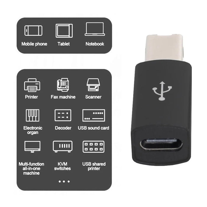 UC-163 2Pcs USB-C Female to USB-B Male Adapters Converter (Grey+Black) - 7