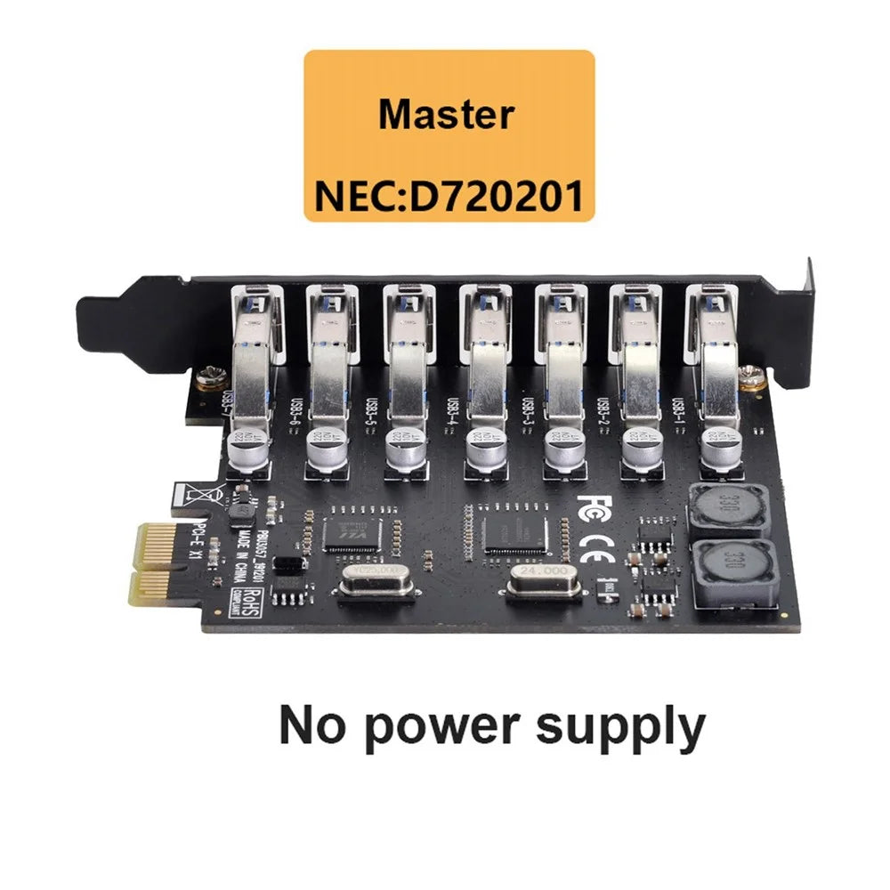U3-019-7P 7 Ports 5Gbps PCI-E to USB 3.0 HUB PCI Express Expansion Card Adapter with NEC+VLI Dual Chip - 3